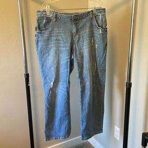 Fashion Bug blue jeans 18w distressed boyfriend